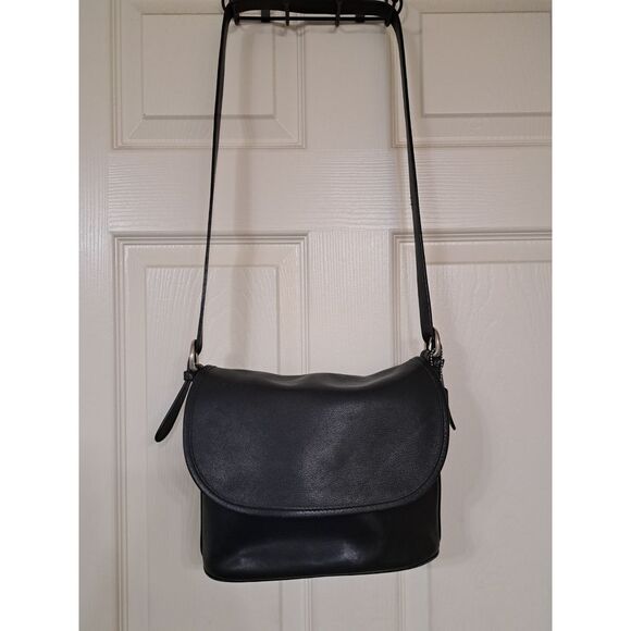Vintage Coach‎ Shoulder Saddle Bag 4150 Saddle Black Leather Designer Medium - Picture 1 of 15